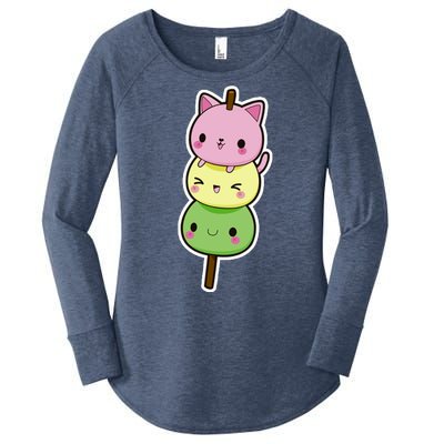 Cute Kitty Dango Ice Cream Cone Women's Perfect Tri Tunic Long Sleeve Shirt