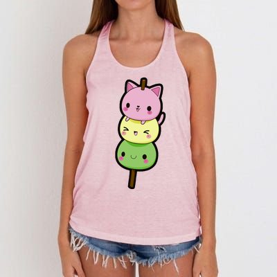 Cute Kitty Dango Ice Cream Cone Women's Knotted Racerback Tank