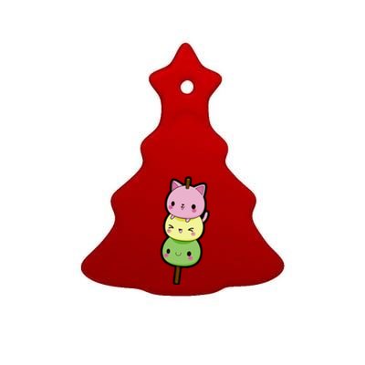 Cute Kitty Dango Ice Cream Cone Ceramic Tree Ornament