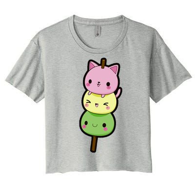 Cute Kitty Dango Ice Cream Cone Women's Crop Top Tee