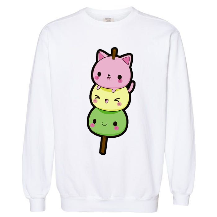 Cute Kitty Dango Ice Cream Cone Garment-Dyed Sweatshirt