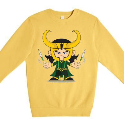 Cute Knives Cartoon Person God of Mischief Premium Crewneck Sweatshirt