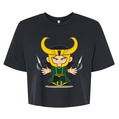 Cute Knives Cartoon Person God of Mischief Bella+Canvas Jersey Crop Tee