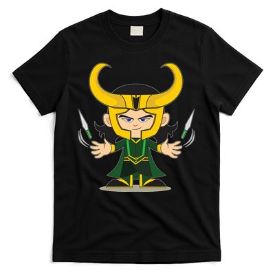 Cute Knives Cartoon Person God of Mischief T-Shirt