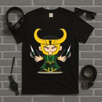Cute Knives Cartoon Person God of Mischief T-Shirt