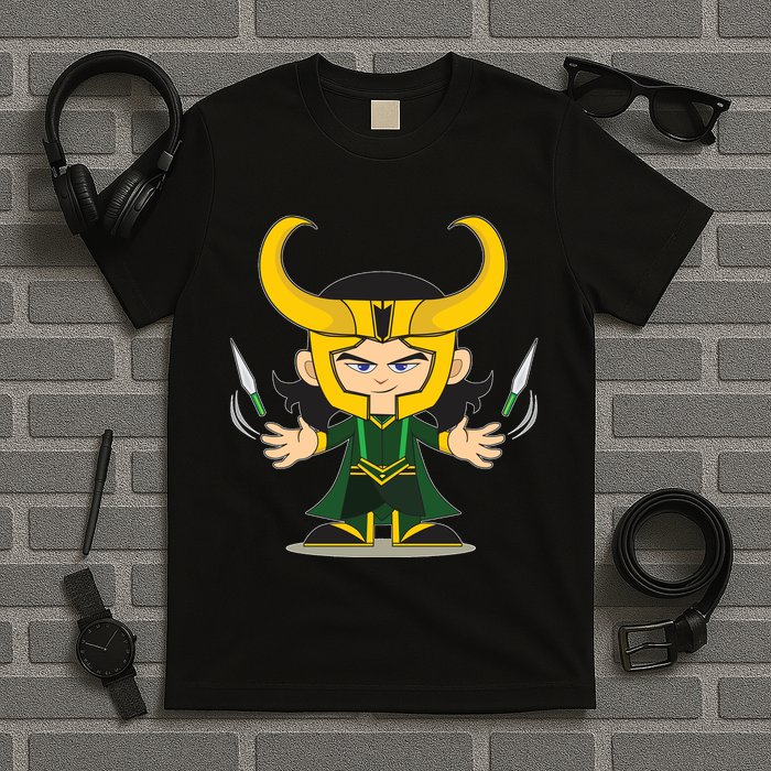Cute Knives Cartoon Person God of Mischief T-Shirt