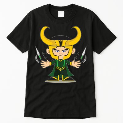 Cute Knives Cartoon Person God of Mischief Tall T-Shirt