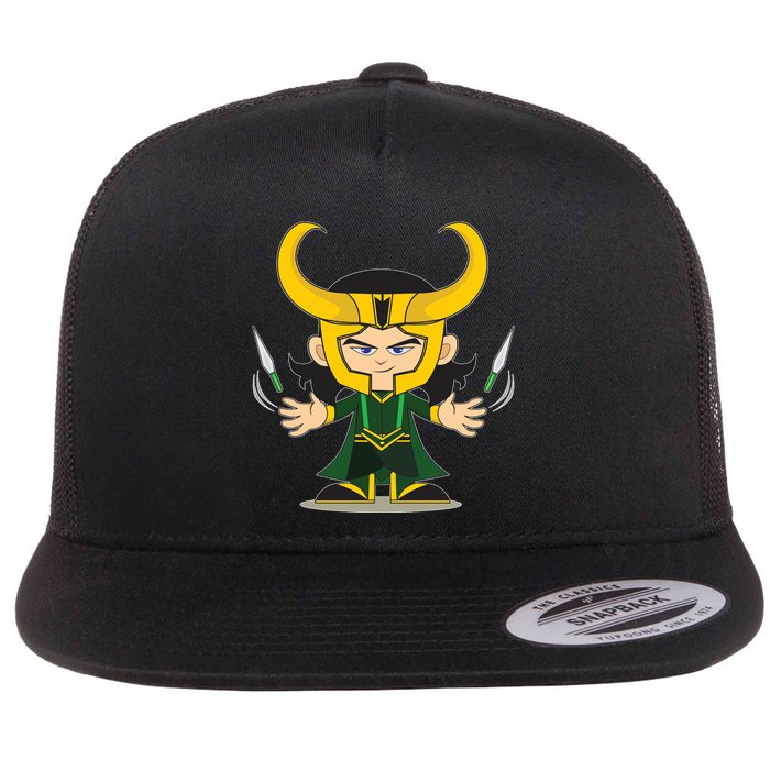 Cute Knives Cartoon Person God of Mischief Flatbill Hat