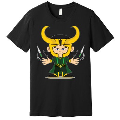 Cute Knives Cartoon Person God of Mischief Premium T-Shirt