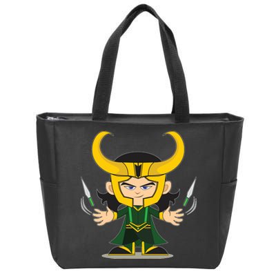 Cute Knives Cartoon Person God of Mischief Zip Tote Bag