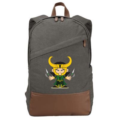 Cute Knives Cartoon Person God of Mischief Cotton Canvas Backpack