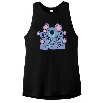 Cute Koala Family Ladies PosiCharge Tri-Blend Wicking Tank