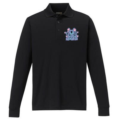 Cute Koala Family Performance Long Sleeve Polo