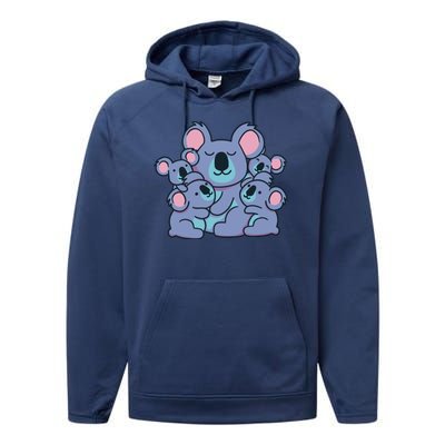 Cute Koala Family Performance Fleece Hoodie