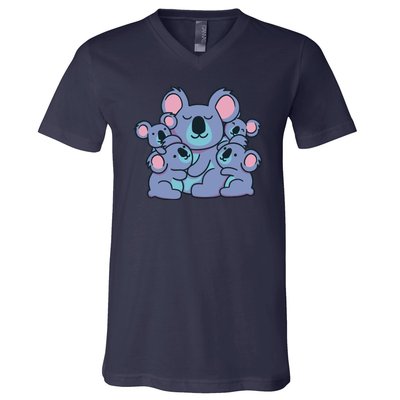 Cute Koala Family V-Neck T-Shirt