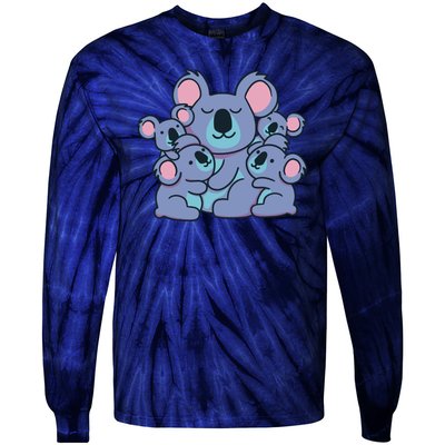 Cute Koala Family Tie-Dye Long Sleeve Shirt