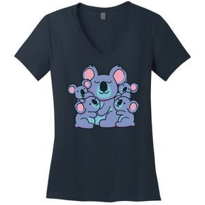 Cute Koala Family Women's V-Neck T-Shirt