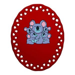 Cute Koala Family Ceramic Oval Ornament