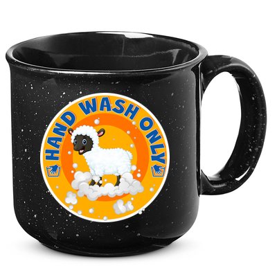 Cute Lamb Sheep Hand Wash Only 15oz Campfire Ceramic Mug