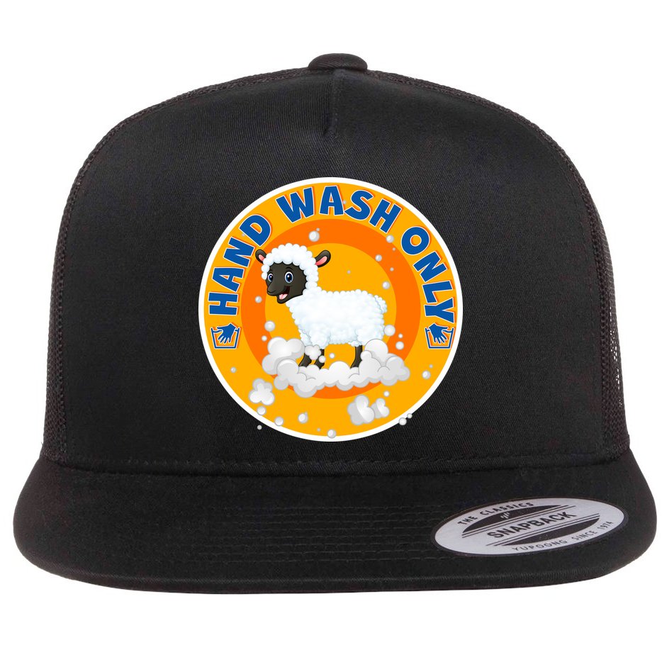 Cute Lamb Sheep Hand Wash Only Flat Bill Trucker Hat