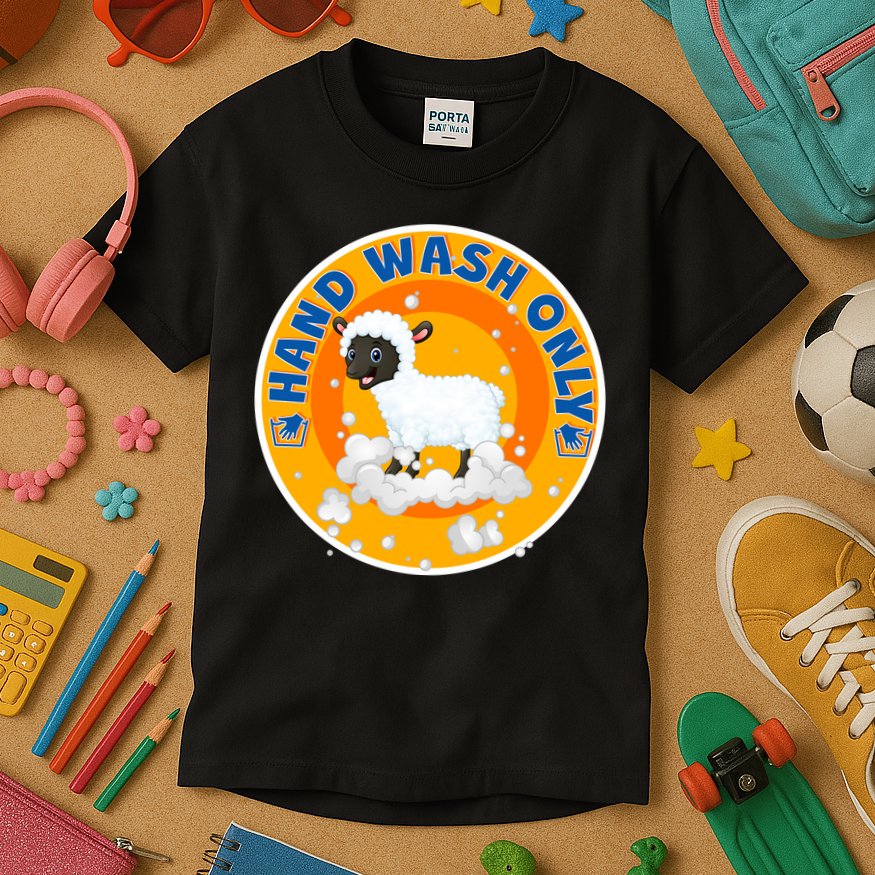 Cute Lamb Sheep Hand Wash Only Kids T-Shirt