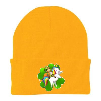 Cute Leprechaun Riding Unicorn Knit Cap Winter Beanie