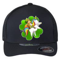 Cute Leprechaun Riding Unicorn Flexfit Unipanel Trucker Cap