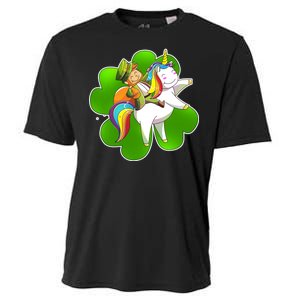 Cute Leprechaun Riding Unicorn Cooling Performance Crew T-Shirt