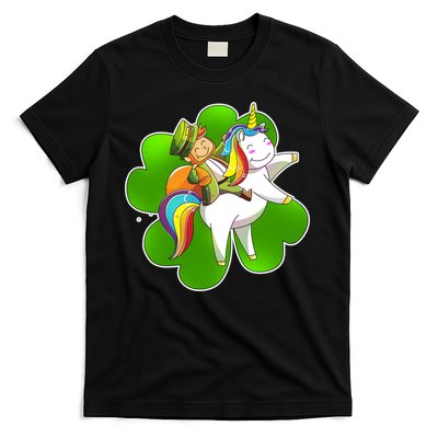 Cute Leprechaun Riding Unicorn T-Shirt