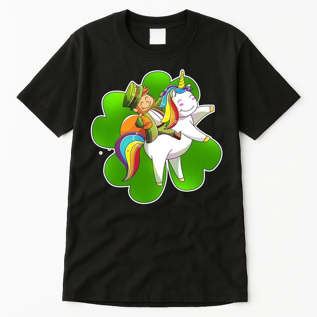 Cute Leprechaun Riding Unicorn Tall T-Shirt