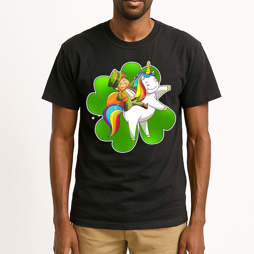 Cute Leprechaun Riding Unicorn Tall T-Shirt