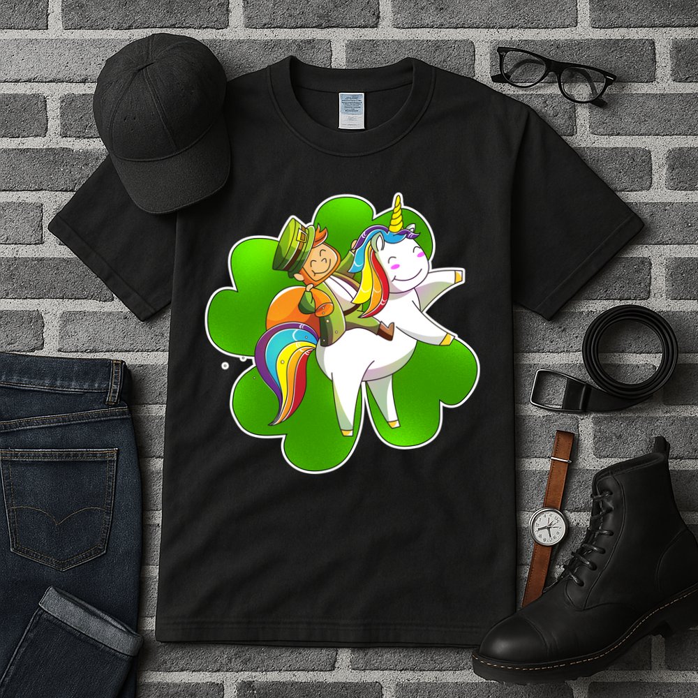 Cute Leprechaun Riding Unicorn Tall T-Shirt