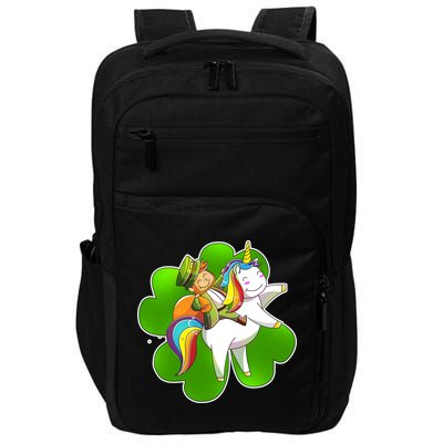 Cute Leprechaun Riding Unicorn Impact Tech Backpack