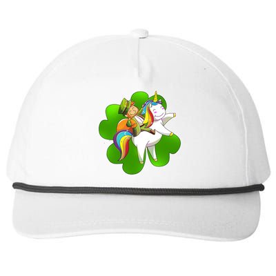 Cute Leprechaun Riding Unicorn Snapback Five-Panel Rope Hat