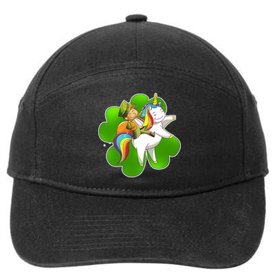 Cute Leprechaun Riding Unicorn 7-Panel Snapback Hat