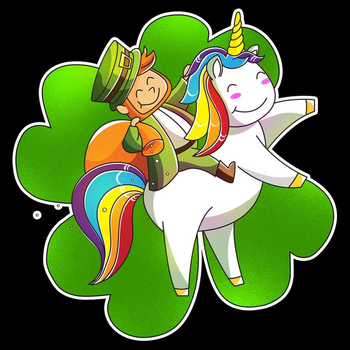 Cute Leprechaun Riding Unicorn Drawstring Bag