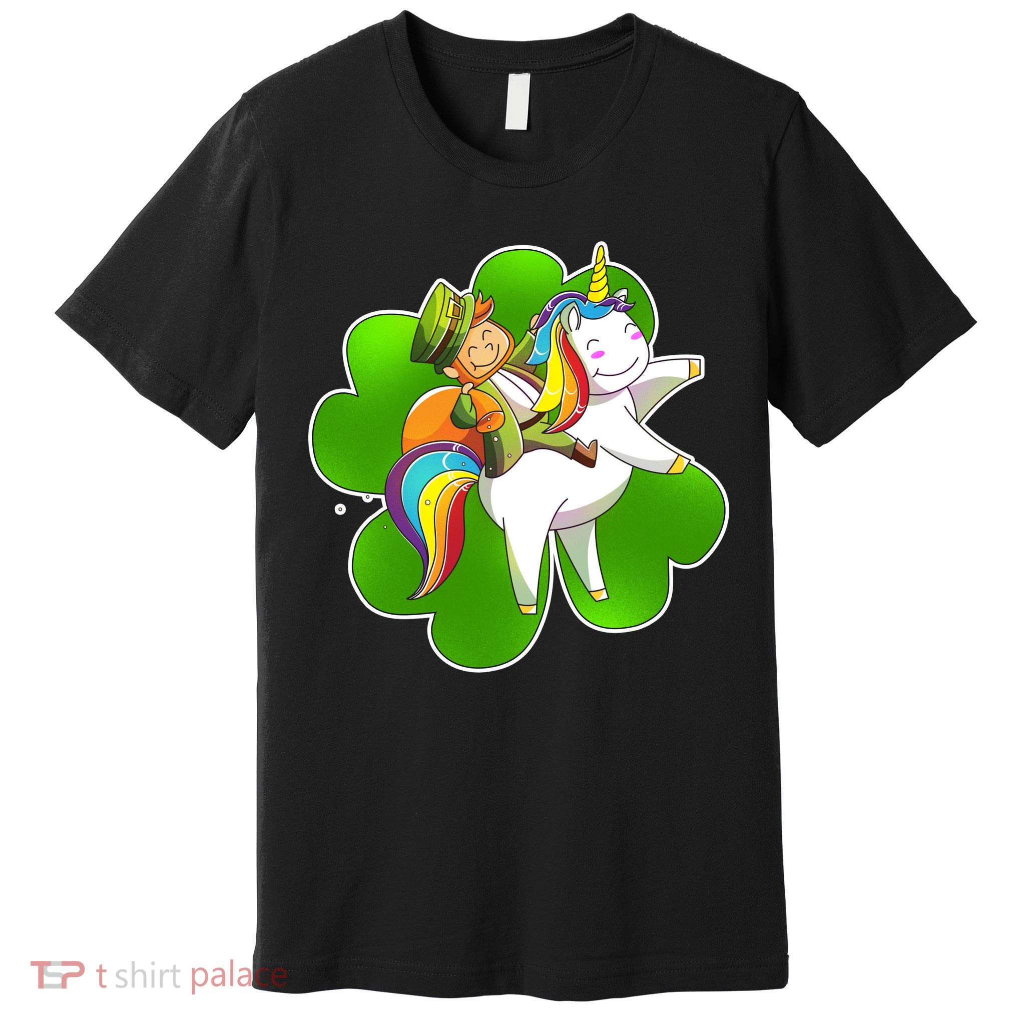 Cute Leprechaun Riding Unicorn Premium T-Shirt