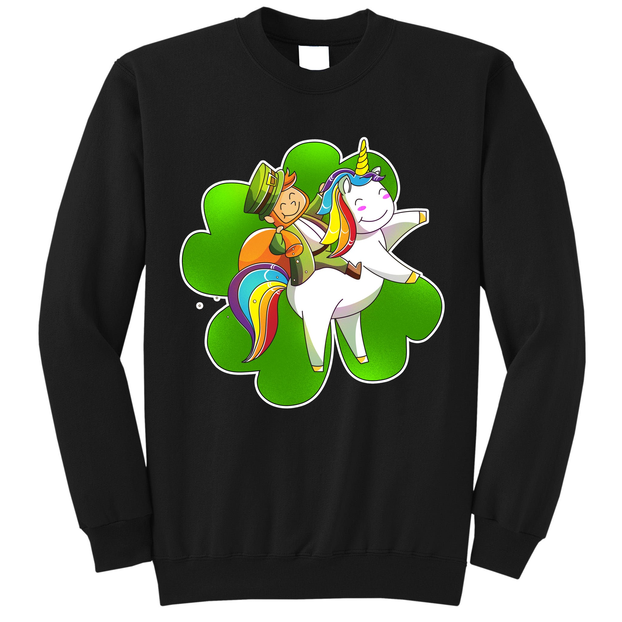 Cute Leprechaun Riding Unicorn Tall Sweatshirt