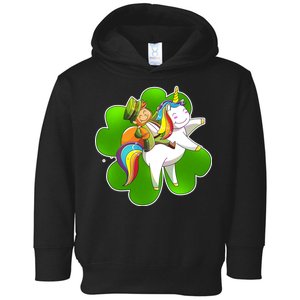 Cute Leprechaun Riding Unicorn Toddler Hoodie