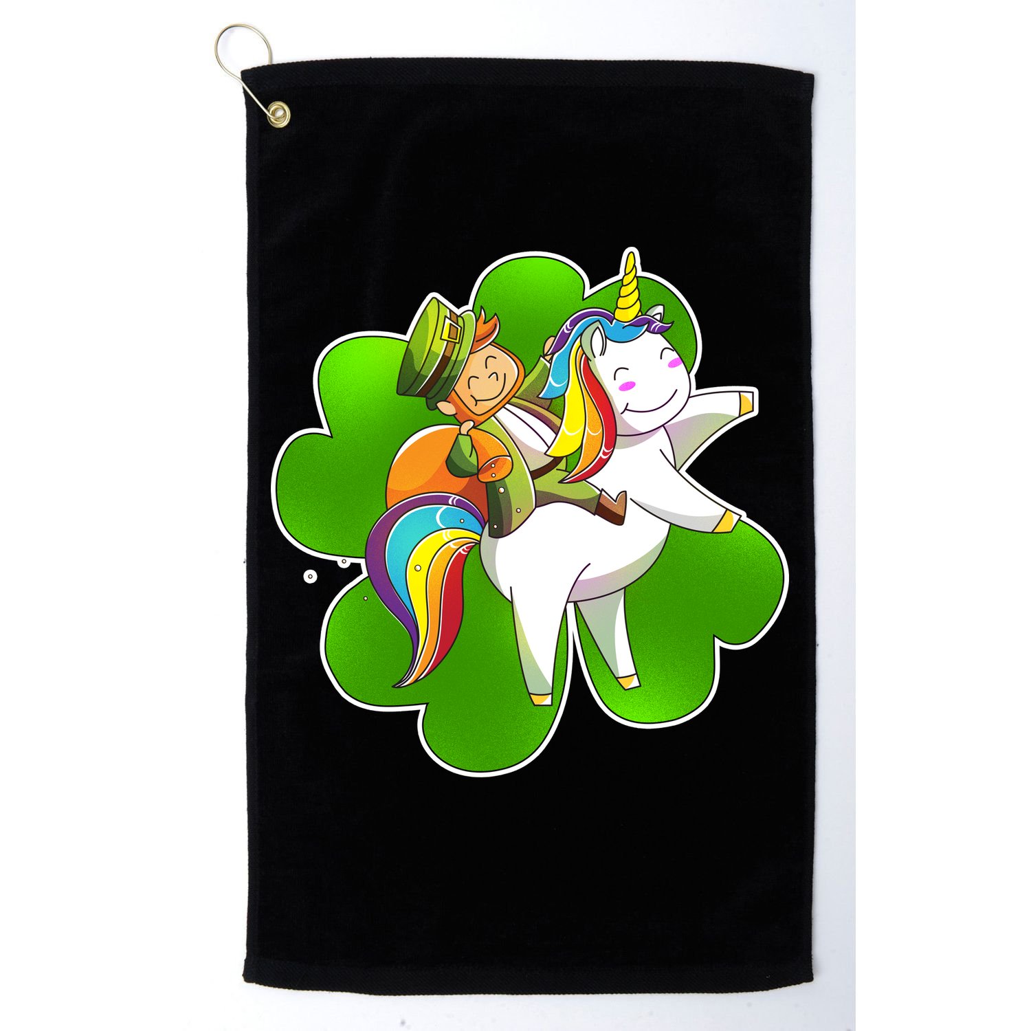 Cute Leprechaun Riding Unicorn Golf Towel