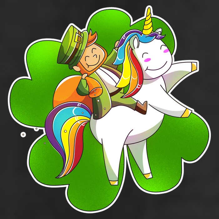 Cute Leprechaun Riding Unicorn Golf Towel