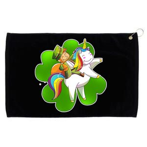 Cute Leprechaun Riding Unicorn Grommeted Golf Towel