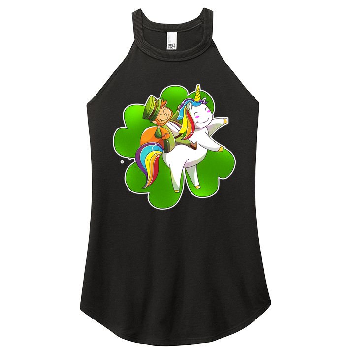 Cute Leprechaun Riding Unicorn Women's Perfect Tri Rocker Tank