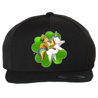 Cute Leprechaun Riding Unicorn Wool Snapback Cap