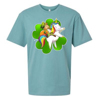 Cute Leprechaun Riding Unicorn Sueded Cloud Jersey T-Shirt