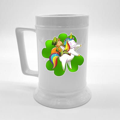 Cute Leprechaun Riding Unicorn Beer Stein