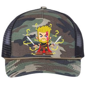 Cute Lightning Cartoon God Of Thunder Retro Rope Trucker Hat Cap