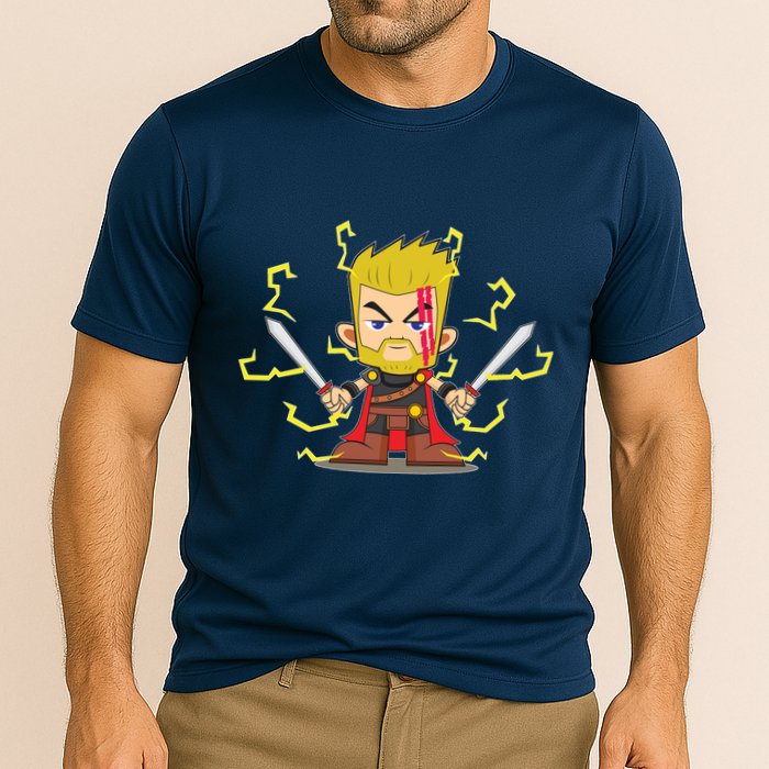 Cute Lightning Cartoon God Of Thunder Cooling Performance Crew T-Shirt