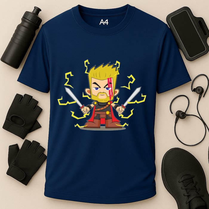 Cute Lightning Cartoon God Of Thunder Cooling Performance Crew T-Shirt