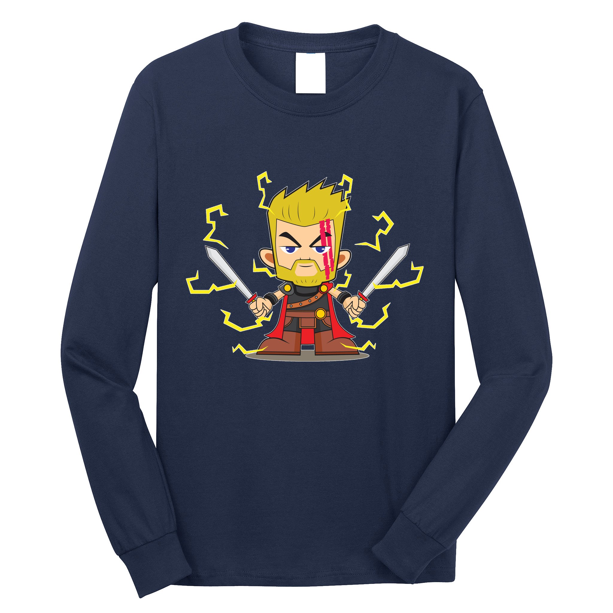 Cute Lightning Cartoon God Of Thunder Long Sleeve Shirt